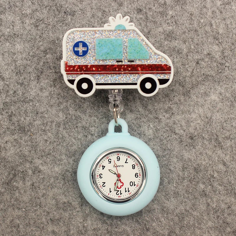 Glitter Heart Nurse Pocket Watch