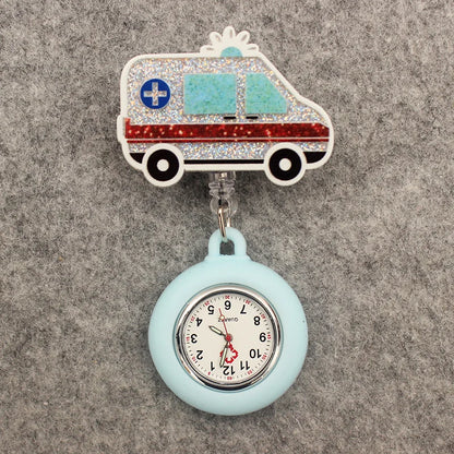 Glitter Heart Nurse Pocket Watch