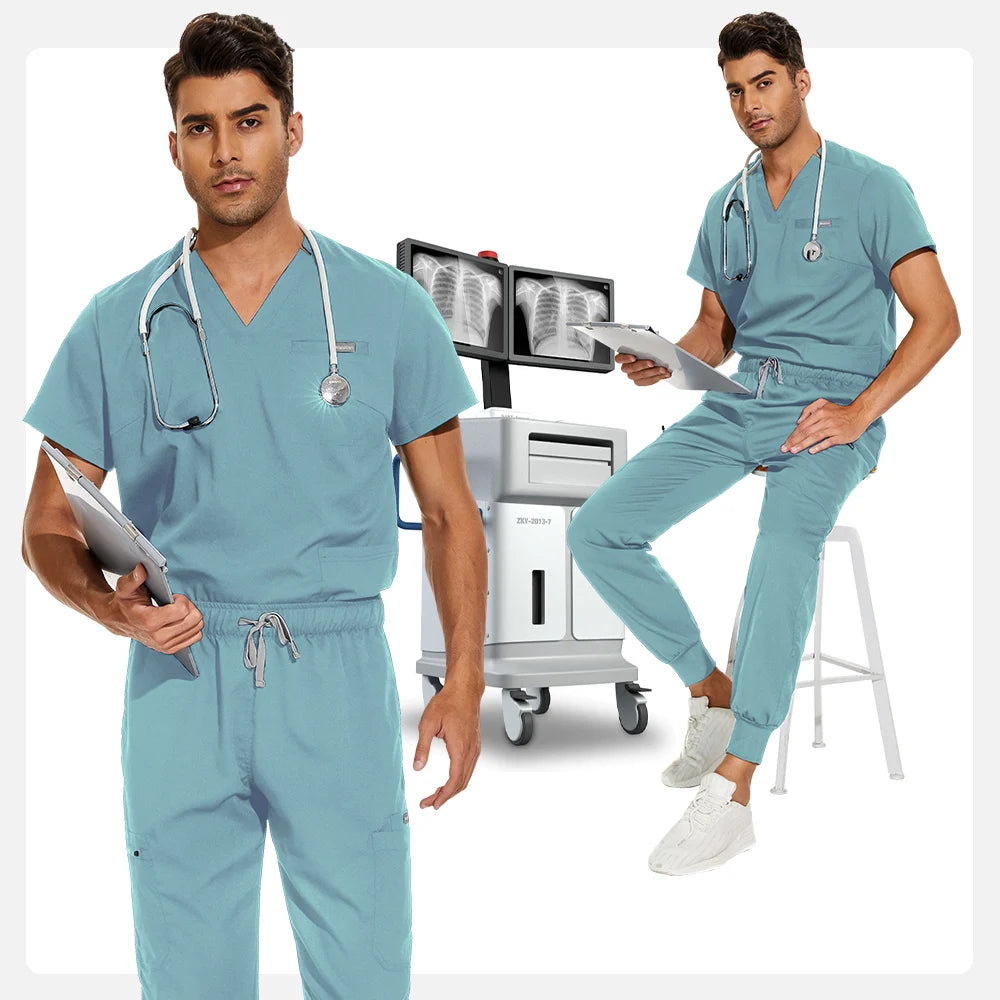 Unisex Medical Scrubs Set V-Neck Jogger
