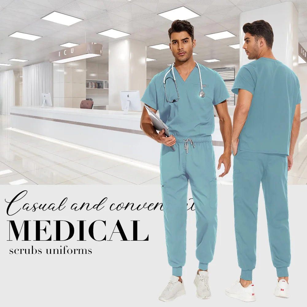 Unisex Medical Scrubs Set V-Neck Jogger