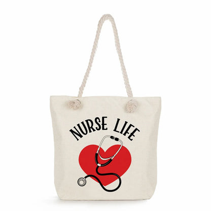 Printed Nurse Canvas Tote Bag