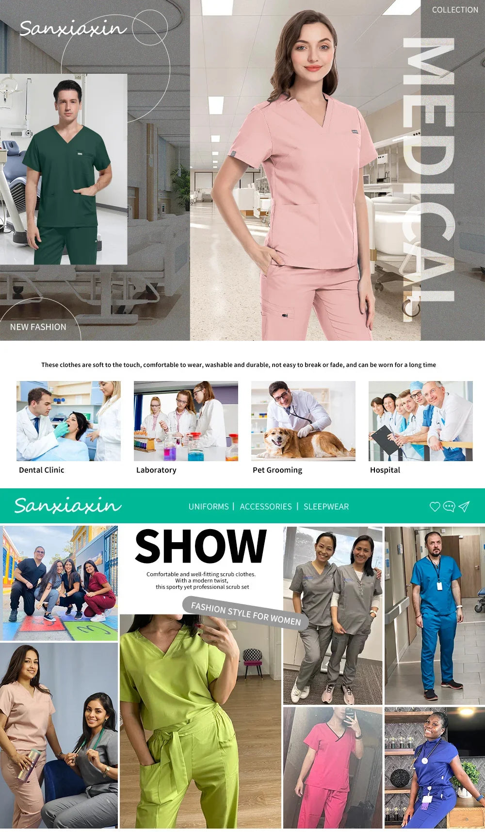 Quick-Dry Medical Scrubs Set Professional