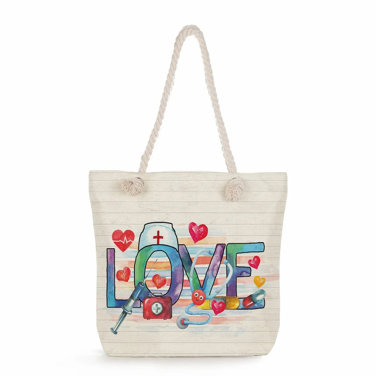 Printed Nurse Canvas Tote Bag