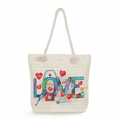 Printed Nurse Canvas Tote Bag