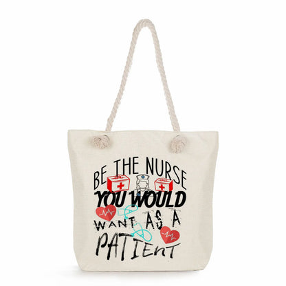 Printed Nurse Canvas Tote Bag