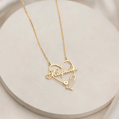 Custom Stethoscope Name Necklace