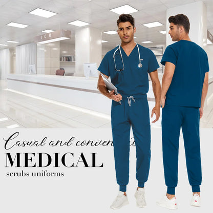 Unisex Medical Scrubs Set V-Neck Jogger