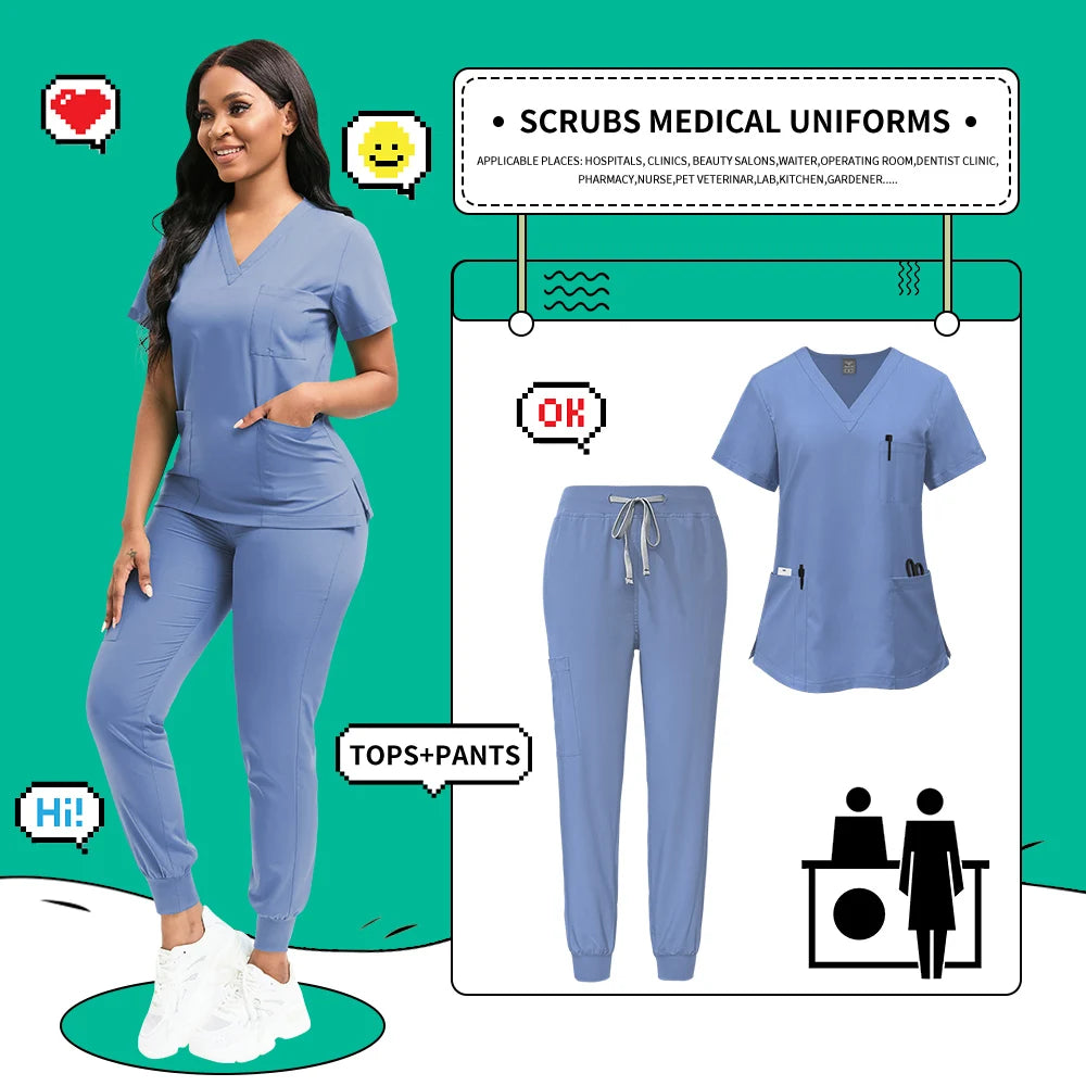 Quick-Dry Medical Scrubs Set Professional
