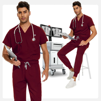 Unisex Medical Scrubs Set V-Neck Jogger