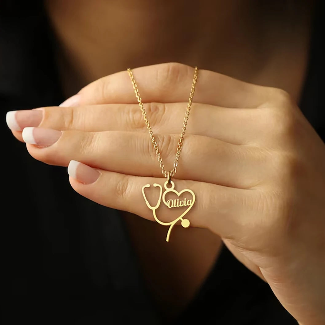 Custom Stethoscope Name Necklace