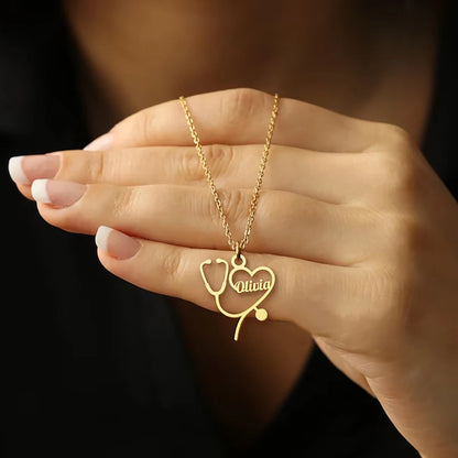 Custom Stethoscope Name Necklace