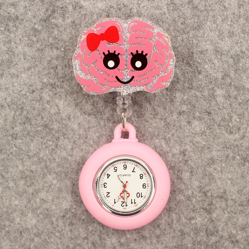 Glitter Heart Nurse Pocket Watch