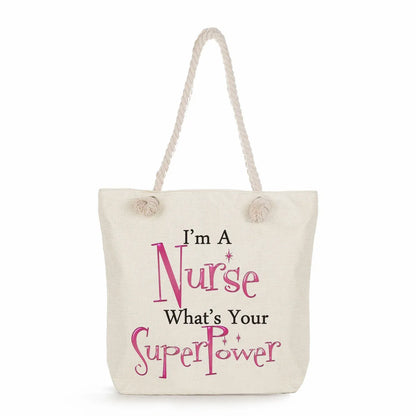 Printed Nurse Canvas Tote Bag
