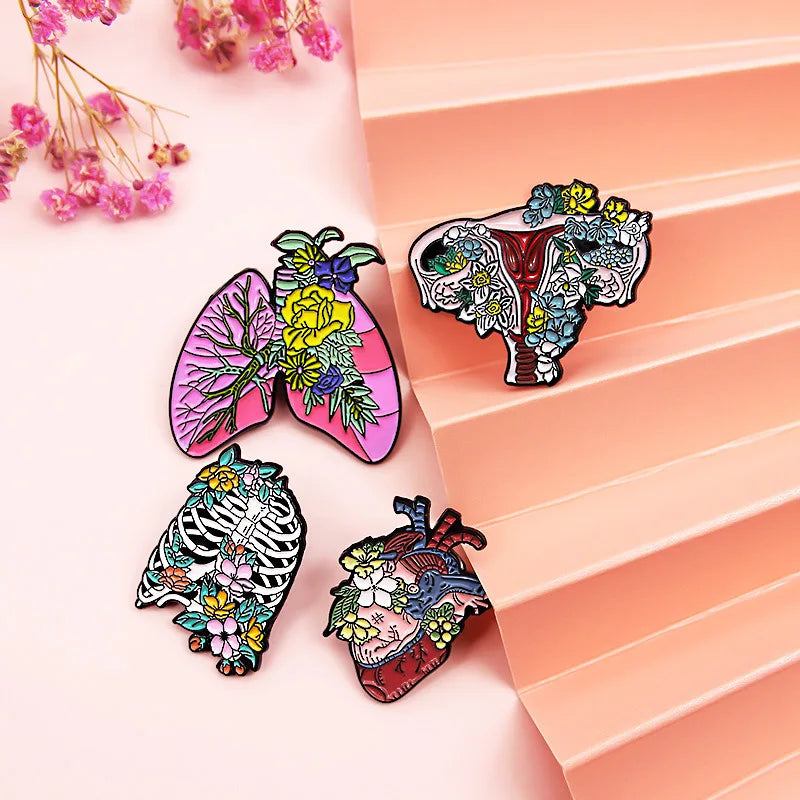 Medical Organ Enamel Brooch Set