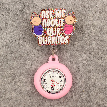 Glitter Heart Nurse Pocket Watch
