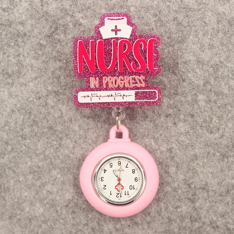Glitter Heart Nurse Pocket Watch