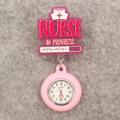 Glitter Heart Nurse Pocket Watch