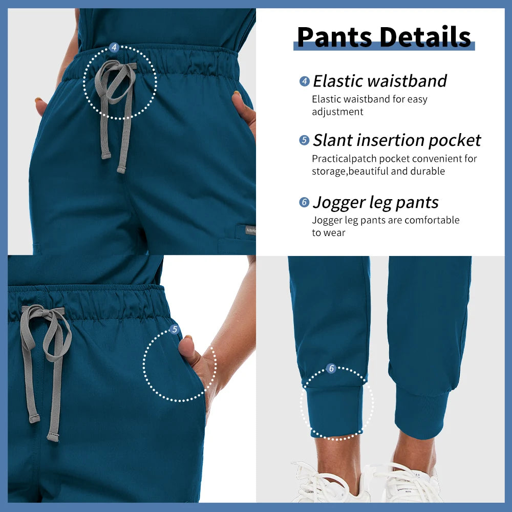 Unisex Medical Scrubs Set V-Neck Jogger