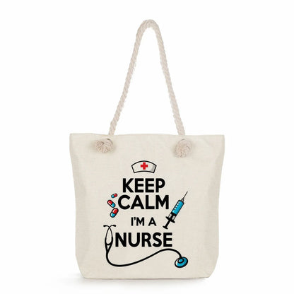 Printed Nurse Canvas Tote Bag