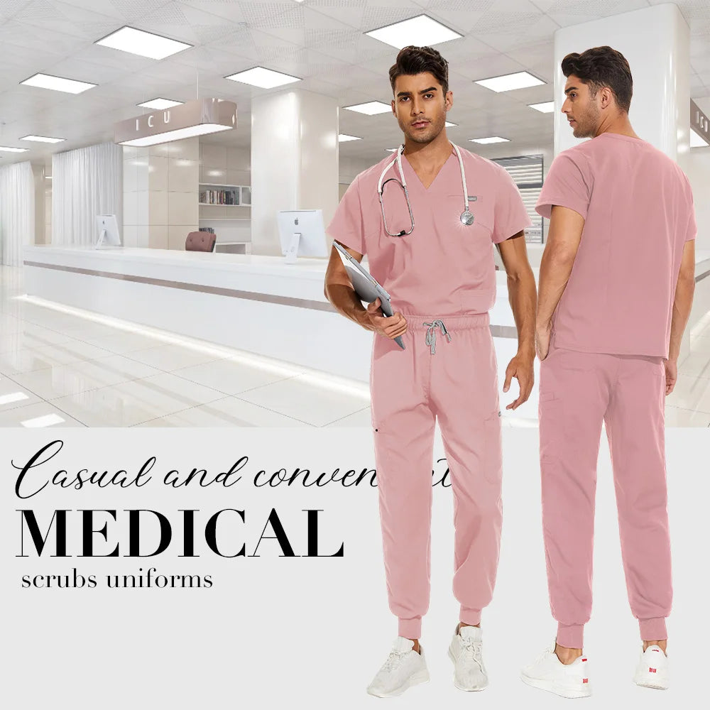 Unisex Medical Scrubs Set V-Neck Jogger