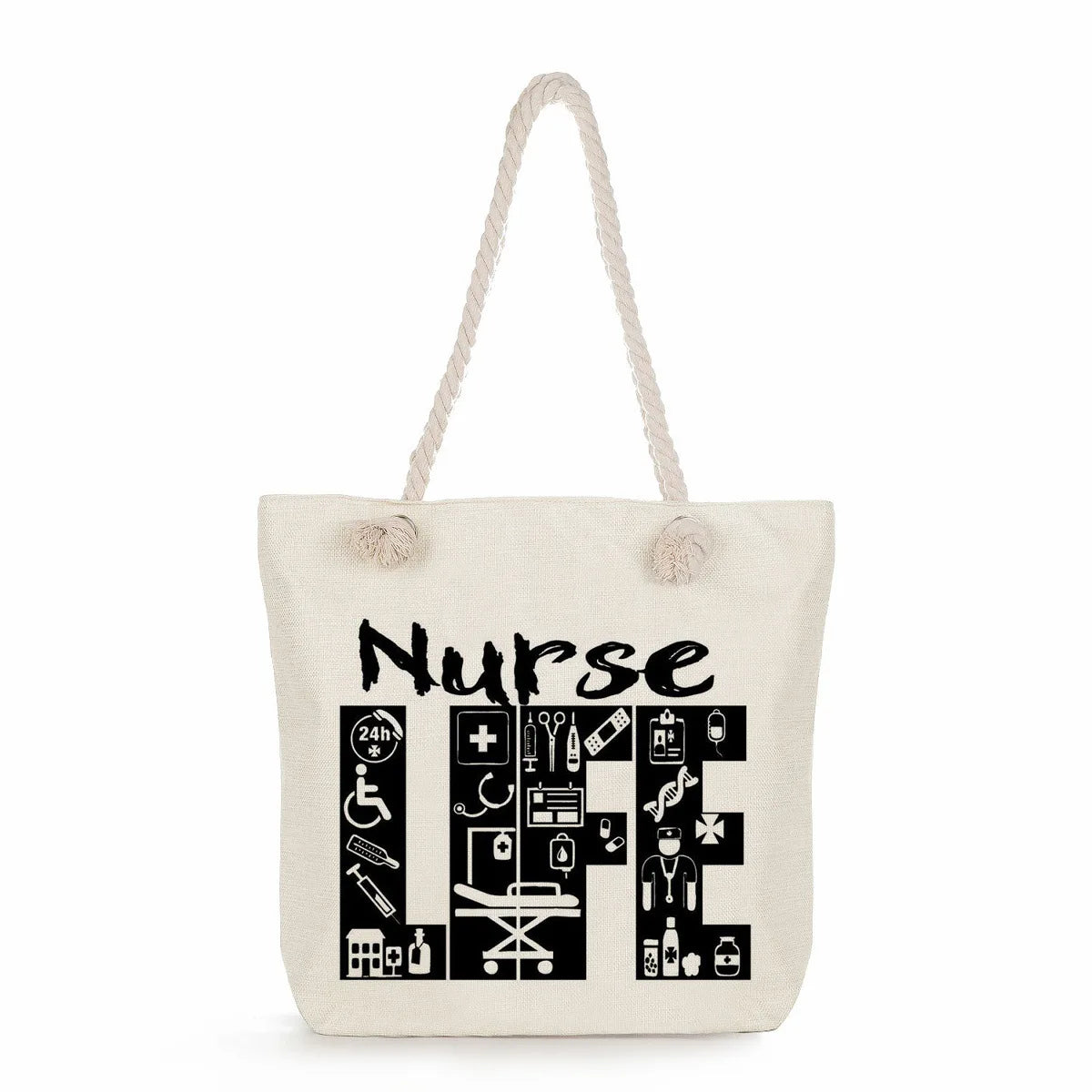 Printed Nurse Canvas Tote Bag