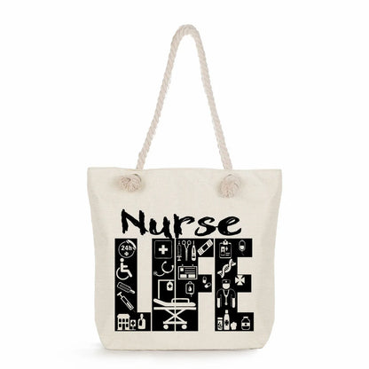 Printed Nurse Canvas Tote Bag