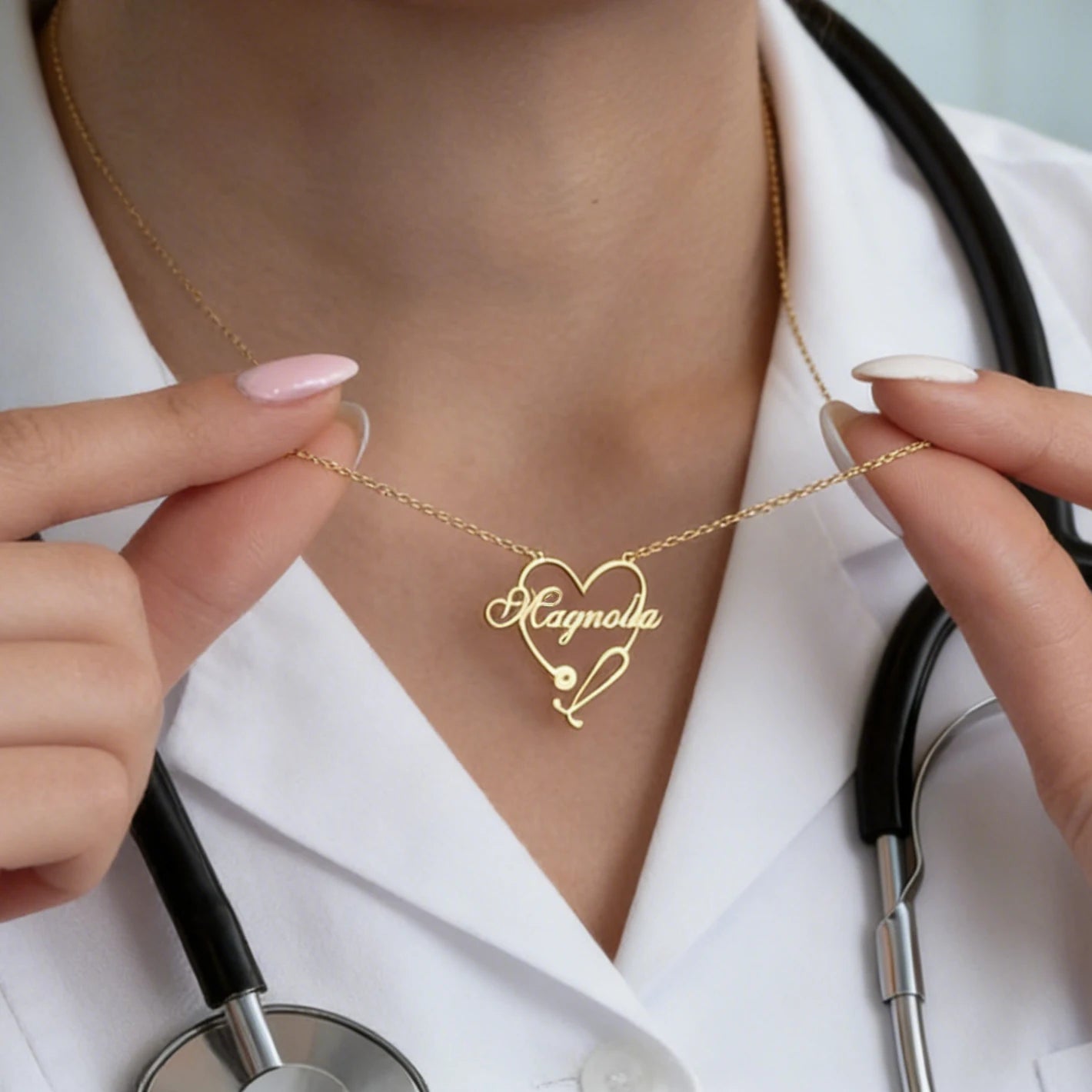 Custom Stethoscope Name Necklace