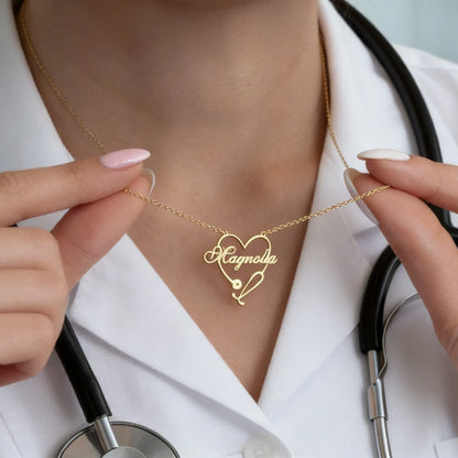 Custom Stethoscope Name Necklace