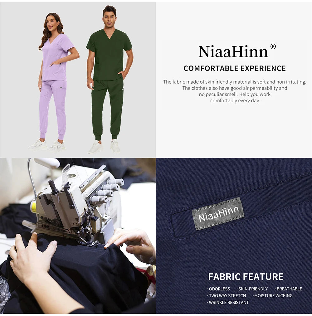 Unisex Medical Scrubs Set V-Neck Jogger