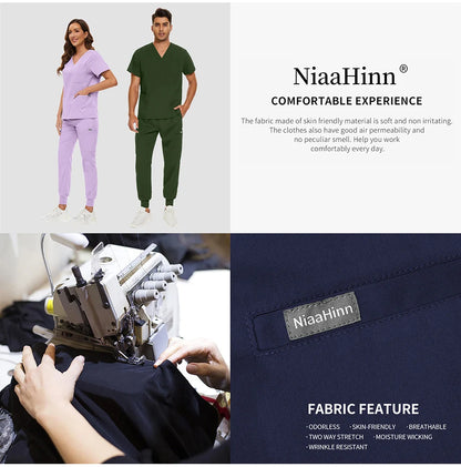 Unisex Medical Scrubs Set V-Neck Jogger