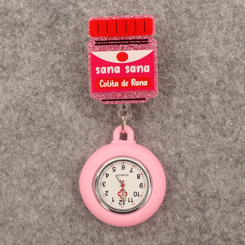Glitter Heart Nurse Pocket Watch