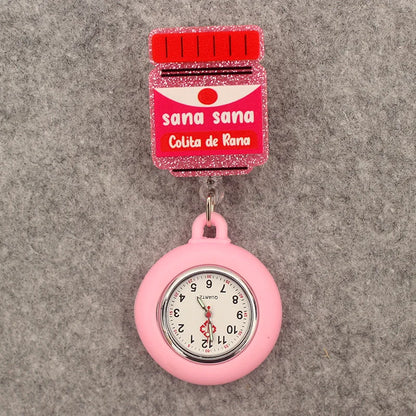 Glitter Heart Nurse Pocket Watch