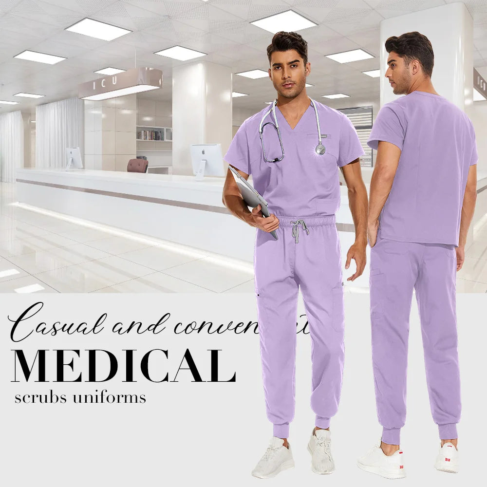 Unisex Medical Scrubs Set V-Neck Jogger