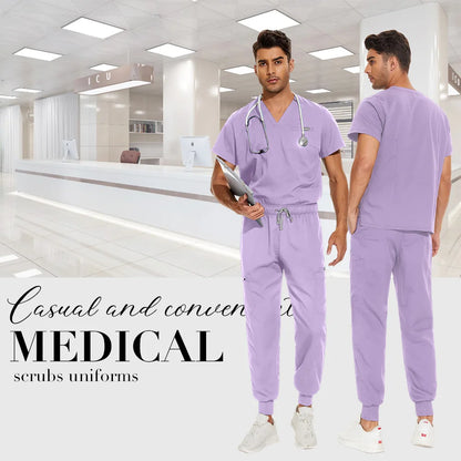 Unisex Medical Scrubs Set V-Neck Jogger