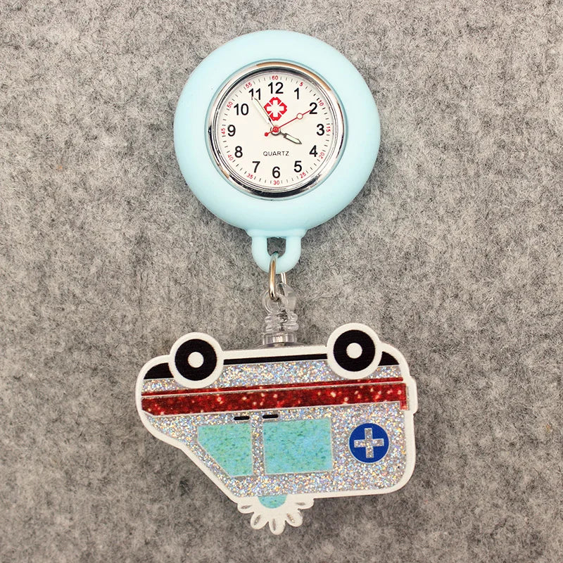 Glitter Heart Nurse Pocket Watch