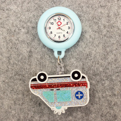 Glitter Heart Nurse Pocket Watch