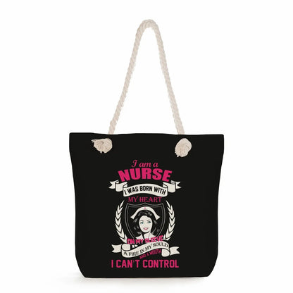 Printed Nurse Canvas Tote Bag