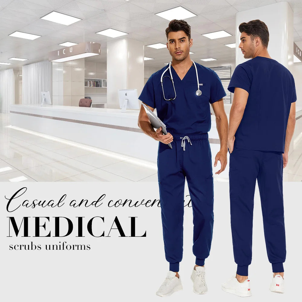 Unisex Medical Scrubs Set V-Neck Jogger